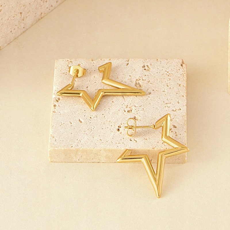 Kolczyki gwiazdki pozłacane stal chirurgiczna szlachetna 316L