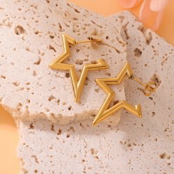 Kolczyki gwiazdki pozłacane stal chirurgiczna szlachetna 316L