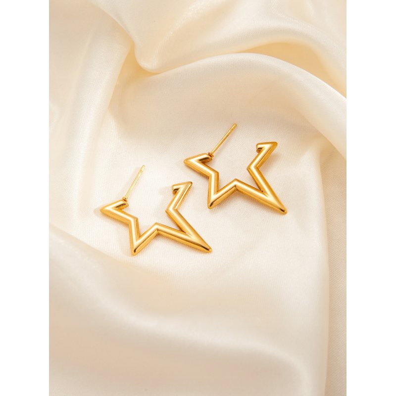 Kolczyki gwiazdki pozłacane stal chirurgiczna szlachetna 316L