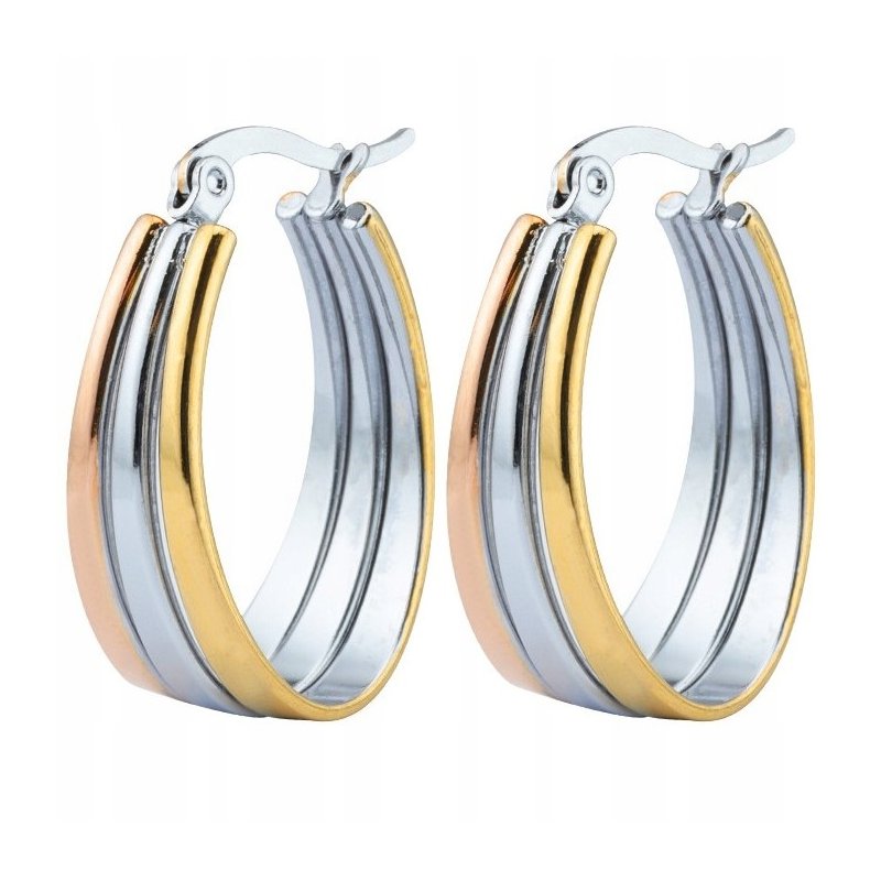 Srebrne kolczyki elipsa stal chirurgiczna szlachetna antyalergiczna 316L