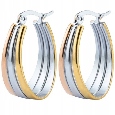 Srebrne kolczyki elipsa stal chirurgiczna szlachetna antyalergiczna 316L