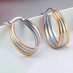 Srebrne kolczyki elipsa stal chirurgiczna szlachetna antyalergiczna 316L