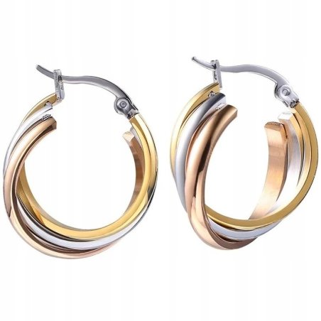 Kolczyki srebrne koła kółka pozłacane stal chirurgiczna szlachetna 316L