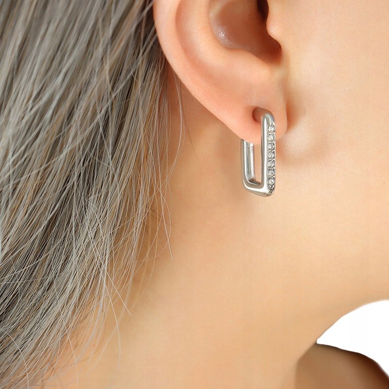 Duże srebrne kolczyki stal chirurgiczna szlachetna antyalergiczna 316L