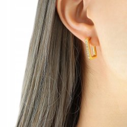 Duże pozłacane kolczyki prostokąty stal chirurgiczna szlachetna 316L