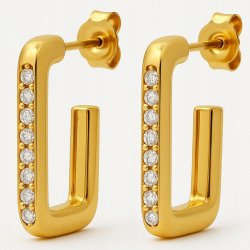 Duże pozłacane kolczyki prostokąty stal chirurgiczna szlachetna 316L