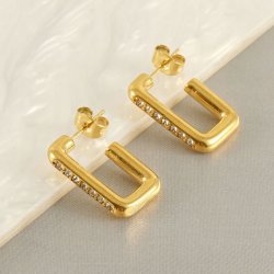 Duże pozłacane kolczyki prostokąty stal chirurgiczna szlachetna 316L