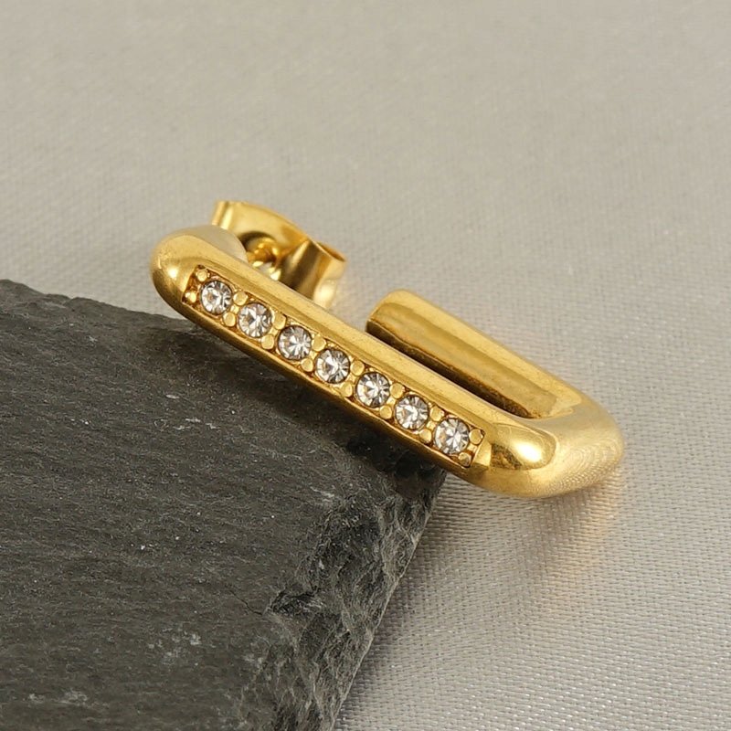 Duże pozłacane kolczyki prostokąty stal chirurgiczna szlachetna 316L