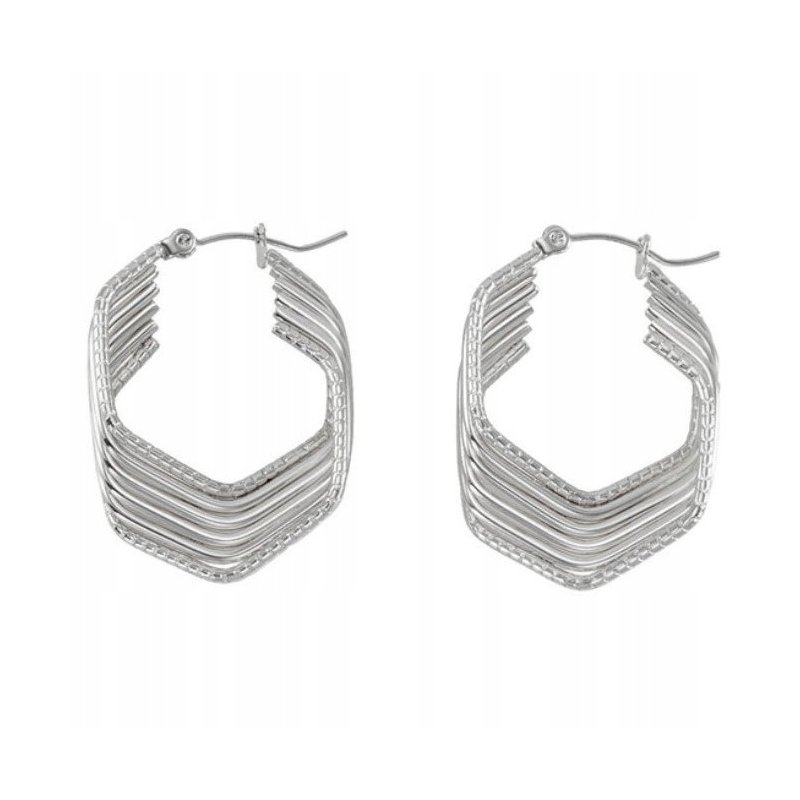 Duże srebrne kolczyki stal chirurgiczna szlachetna antyalergiczna 316L