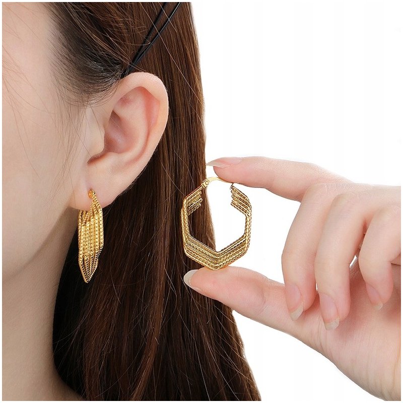 Duże kolczyki pozłacane stal chirurgiczna szlachetna antyalergiczna 316L