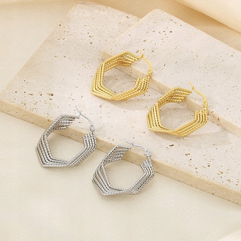 Duże kolczyki pozłacane stal chirurgiczna szlachetna antyalergiczna 316L