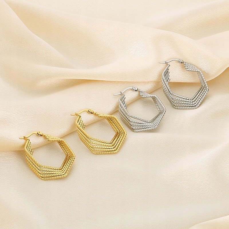 Duże kolczyki pozłacane stal chirurgiczna szlachetna antyalergiczna 316L