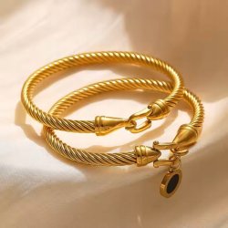 Bransoletka pozłacana sztywna stal szlachetna chirurgiczna 316L na Święta