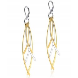 Srebrne kolczyki wiszące listki piórka długie pozłacane angielskie na Walentynki
