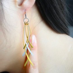 Srebrne kolczyki wiszące listki piórka długie pozłacane angielskie na Walentynki