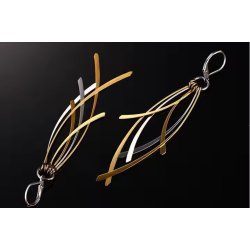 Srebrne kolczyki wiszące listki piórka długie pozłacane angielskie na Walentynki