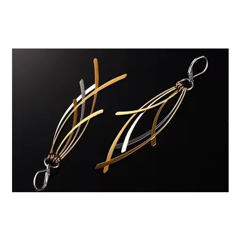 Srebrne kolczyki wiszące listki piórka długie pozłacane angielskie na Walentynki