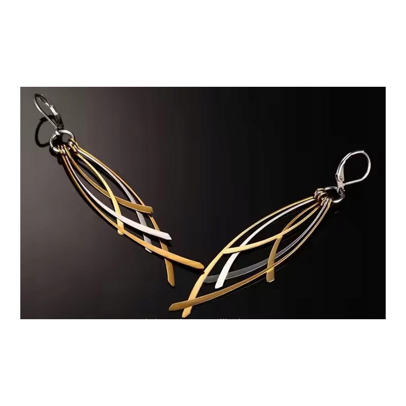 Srebrne kolczyki wiszące listki piórka długie pozłacane angielskie na Walentynki