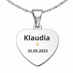 Srebrny łańcuszek medalik na Komunię Chrzest srebro 925 grawer