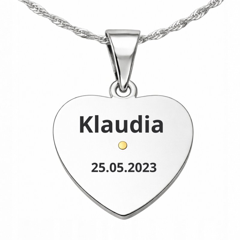 Srebrny łańcuszek medalik na Komunię Chrzest srebro 925 grawer