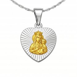 Srebrny łańcuszek medalik na Komunię Chrzest srebro 925 grawer