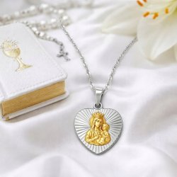 Srebrny łańcuszek medalik na Komunię Chrzest srebro 925 grawer