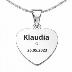 Naszyjnik srebrny medalik na Komunię dla dziewczynki łańcuszek 925 grawer