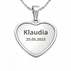 Naszyjnik aniołek serce srebro 925 Komunia Chrzest Święta grawer