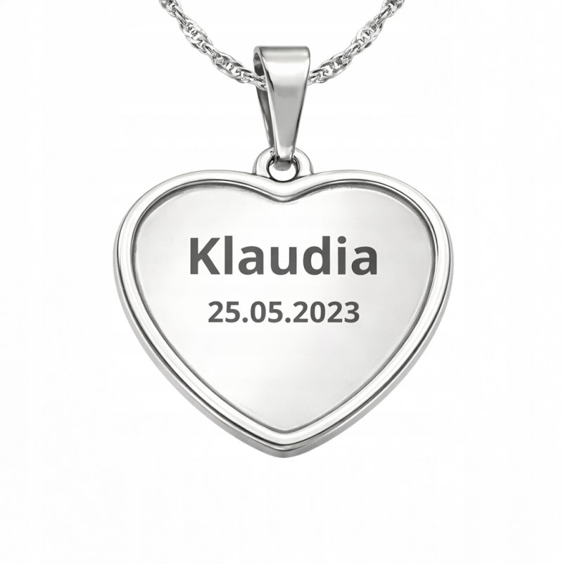 Naszyjnik aniołek serce srebro 925 Komunia Chrzest Święta grawer