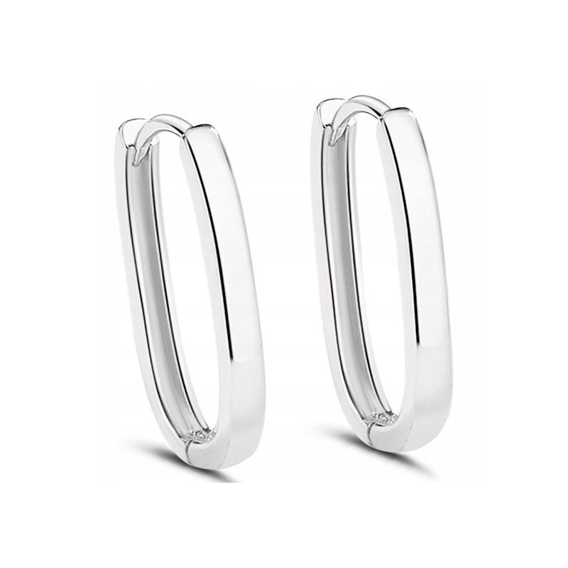 Srebrne kolczyki gładkie prostokątne koła stal szlachetna 316L