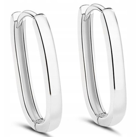 Srebrne kolczyki gładkie prostokątne koła stal szlachetna 316L