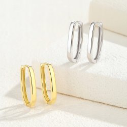 Srebrne kolczyki gładkie prostokątne koła stal szlachetna 316L