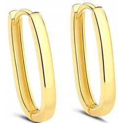 Kolczyki gładkie prostokątne koła pozłacane stal szlachetna 316L