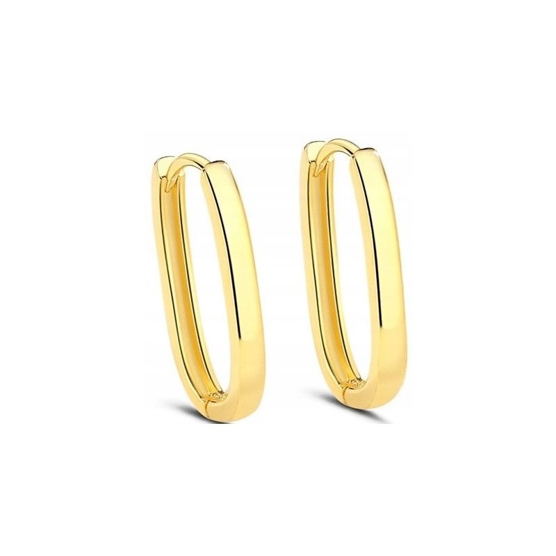 Kolczyki gładkie prostokątne koła pozłacane stal szlachetna 316L