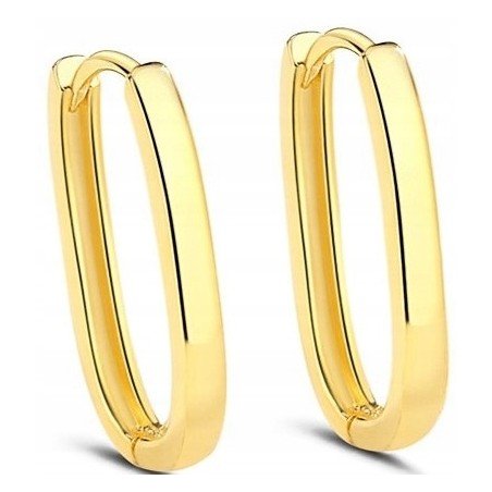 Kolczyki gładkie prostokątne koła pozłacane stal szlachetna 316L