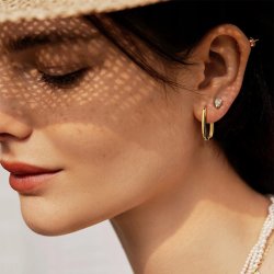 Kolczyki gładkie prostokątne koła pozłacane stal szlachetna 316L