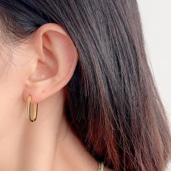 Kolczyki gładkie prostokątne koła pozłacane stal szlachetna 316L