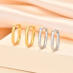 Kolczyki gładkie prostokątne koła pozłacane stal szlachetna 316L