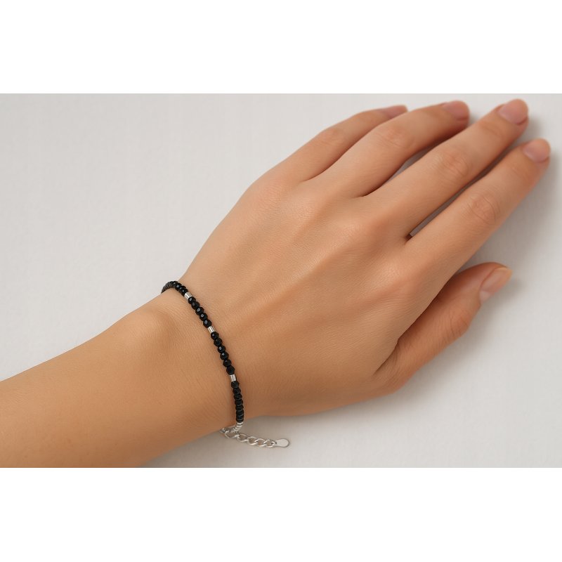 Bransoletka damska ochronna turmalin stal chirurgiczna szlachetna 316L