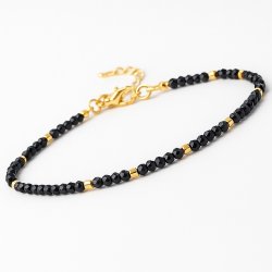 Bransoletka damska ochronna turmalin pozłacana stal chirurgiczna szlachetna