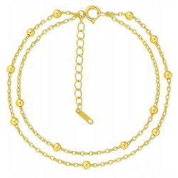 Bransoletka na nogę podwójna kulki pozłacana stal chirurgiczna 316L