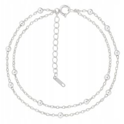 Srebrna bransoletka na nogę podwójna kulki stal chirurgiczna 316L