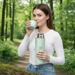 Termos turystyczny kubek próżniowy szczelny stalowy 500 ml miętowy