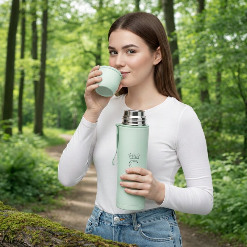 Termos turystyczny kubek próżniowy szczelny stalowy 500 ml miętowy