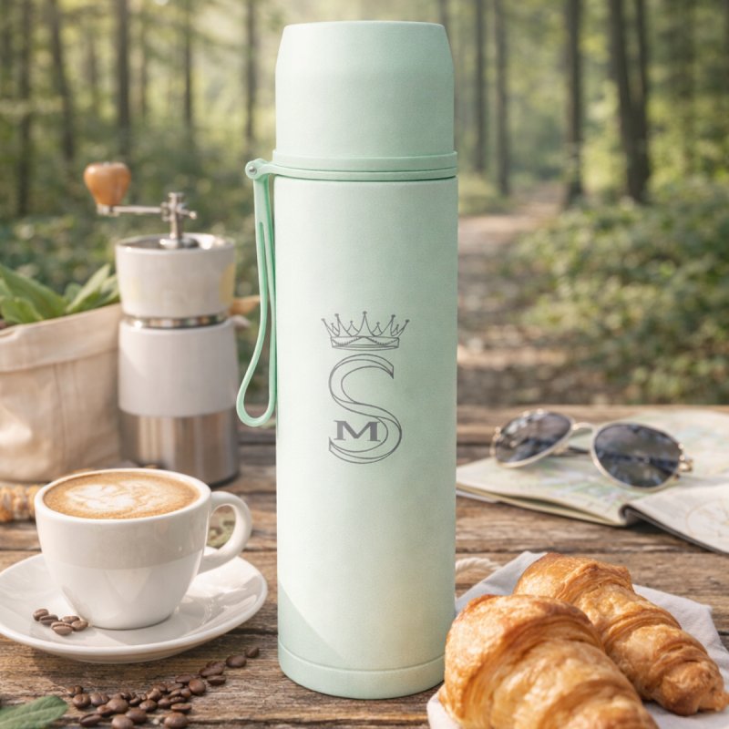 Termos turystyczny kubek próżniowy szczelny stalowy 500 ml miętowy