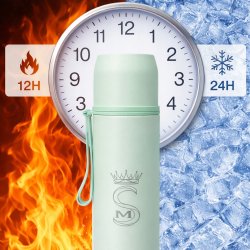 Termos turystyczny kubek próżniowy szczelny stalowy 500 ml miętowy