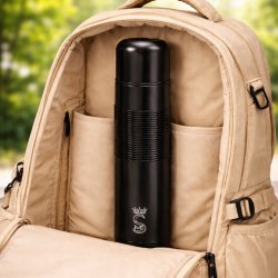 Duży termos turystyczny próżniowy szczelny stalowy 1000 ml czarny