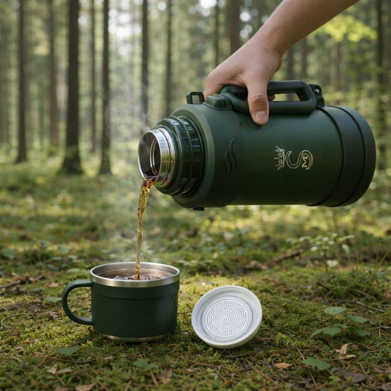 Duży termos wojskowy militarny turystyczny próżniowy stal szlachetna 1700ml