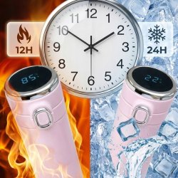 Kubek termiczny termos do kawy herbaty ustnik 400ml wyświetlacz LCD