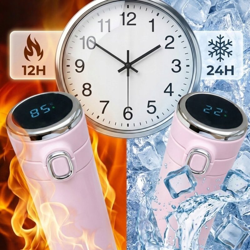 Kubek termiczny termos do kawy herbaty ustnik 400ml wyświetlacz LCD